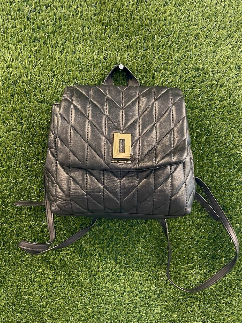 Karl Lagerfeld Paris Lafayette Quilted Leather Backpack - Black Gold Hardware